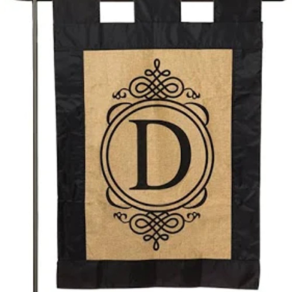 NEW Burlap Monogram D Yard Garden Flag